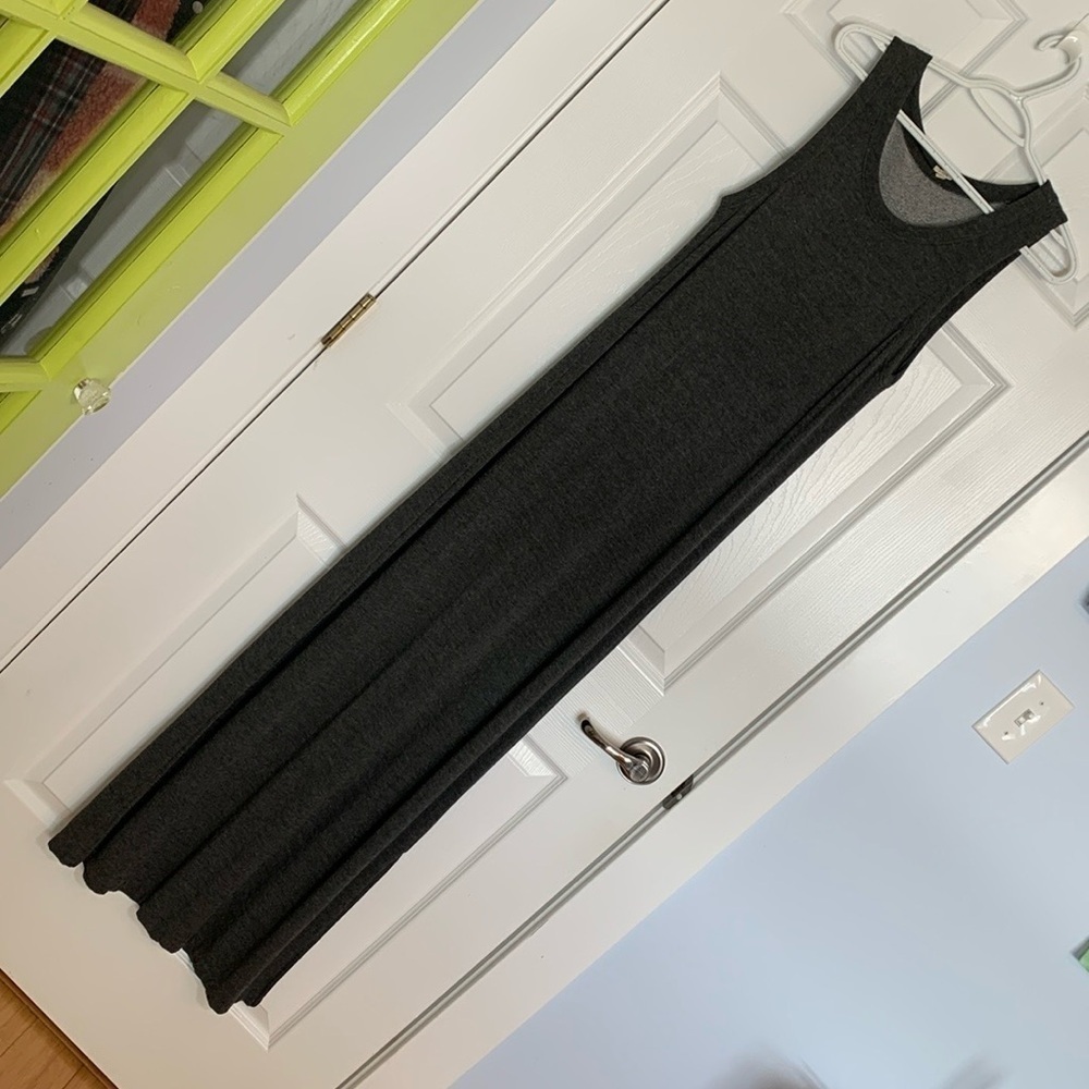 J Crew Dark Grey Sleeveless Maxi Shift Womens Size Medium Tall Long Bottom Slits